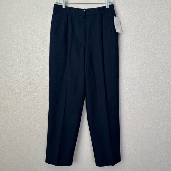 NWT Liz Claiborne Linen Blend Kylie Navy Blue Wrinkle Free Pants - Picture 1 of 13